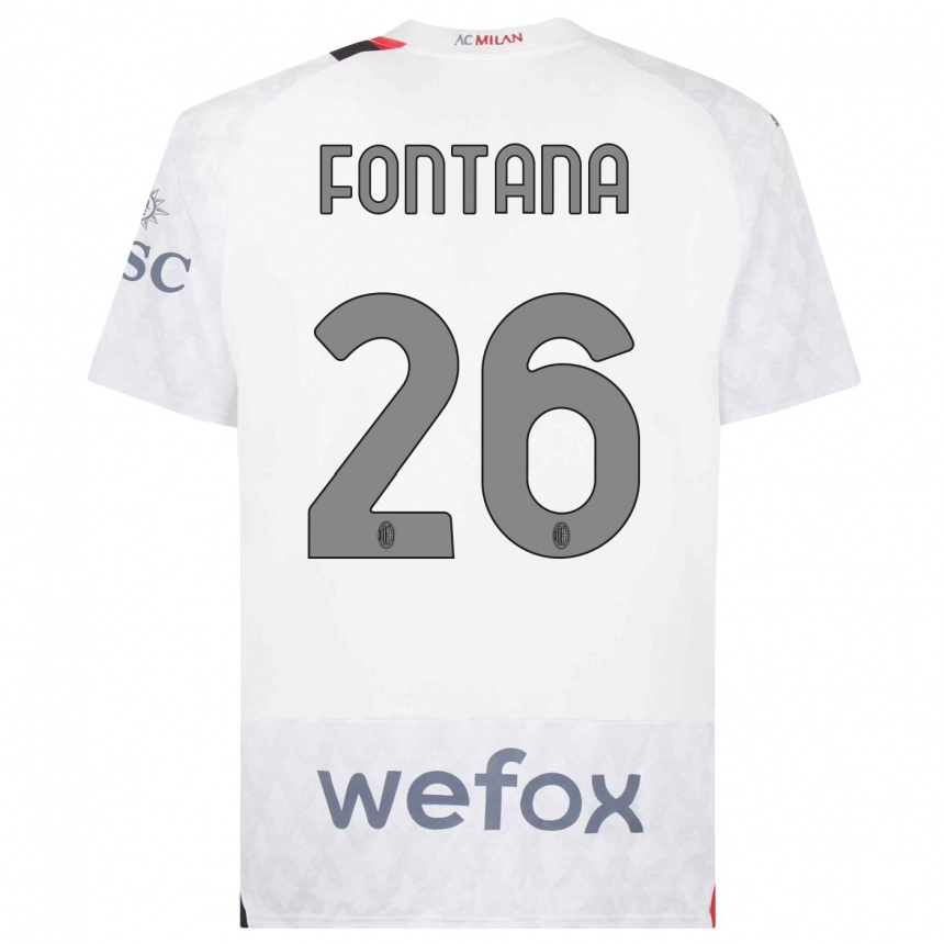 Men  Francesco Fontana #26 White Away Jersey 2023/24 T-Shirt