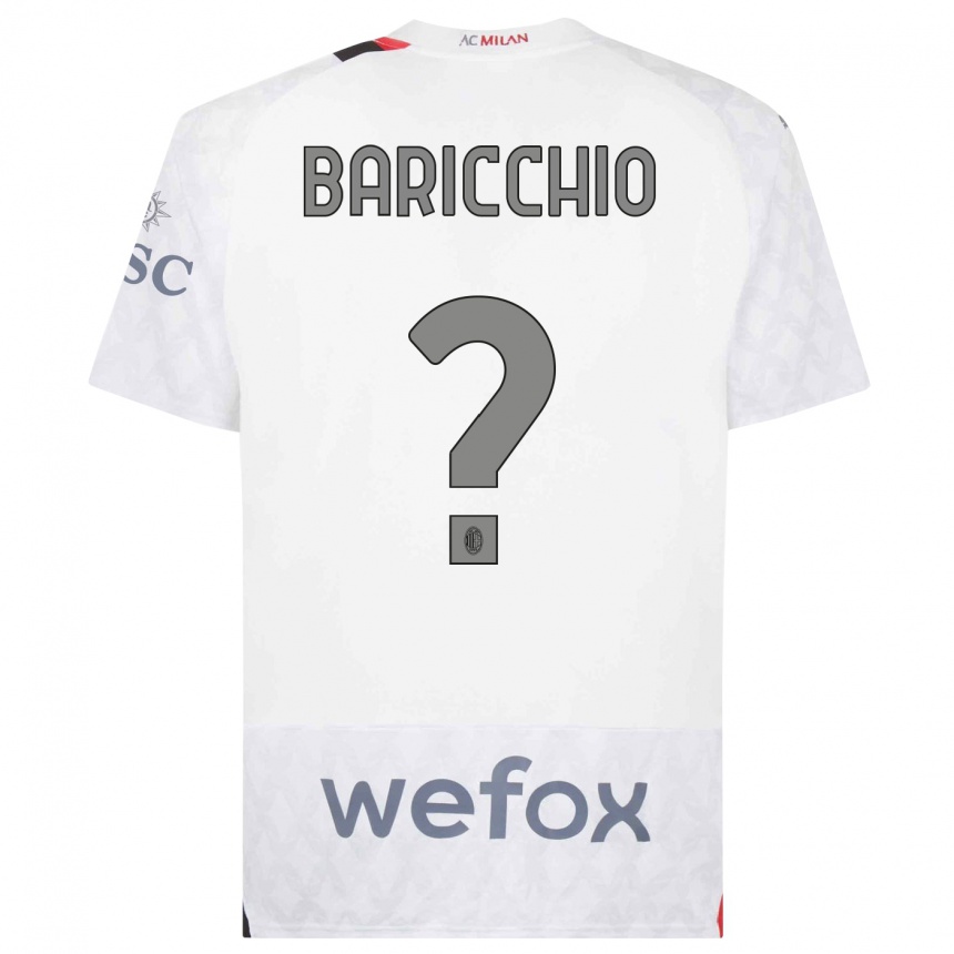 Men  Luca Baricchio #0 White Away Jersey 2023/24 T-Shirt