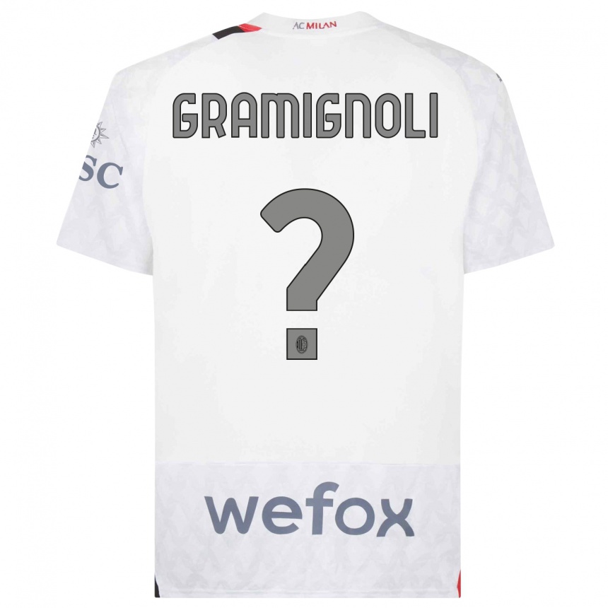 Men  Luca Gramignoli #0 White Away Jersey 2023/24 T-Shirt