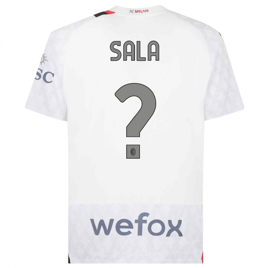 Men  Mattia Sala #0 White Away Jersey 2023/24 T-Shirt