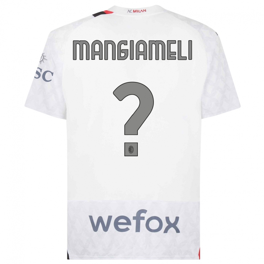 Men  Federico Mangiameli #0 White Away Jersey 2023/24 T-Shirt