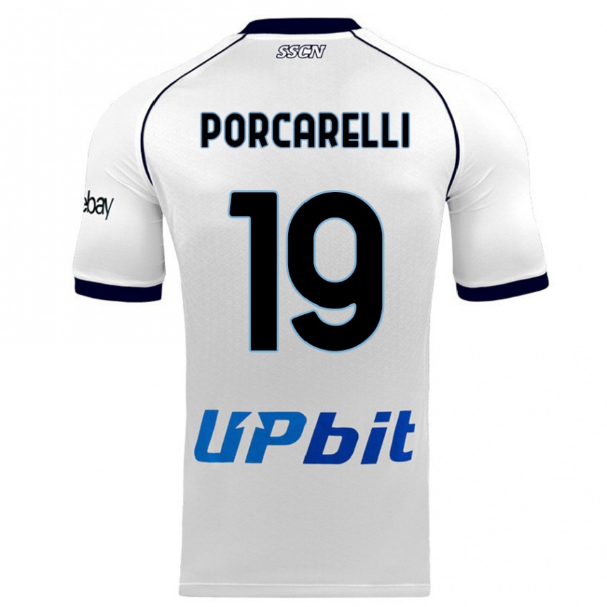 Men  Maddelena Porcarelli #19 White Away Jersey 2023/24 T-Shirt