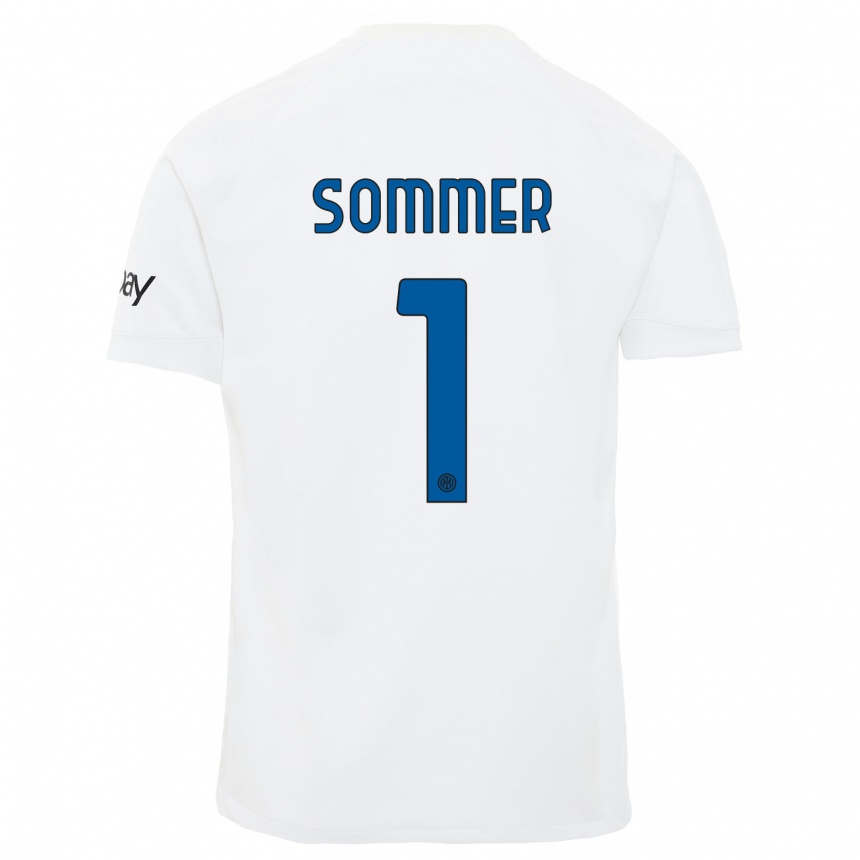 Men  Yann Sommer #1 White Away Jersey 2023/24 T-Shirt