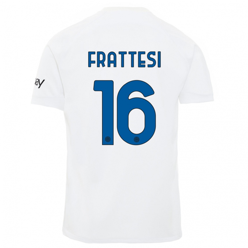 Men  Davide Frattesi #16 White Away Jersey 2023/24 T-Shirt