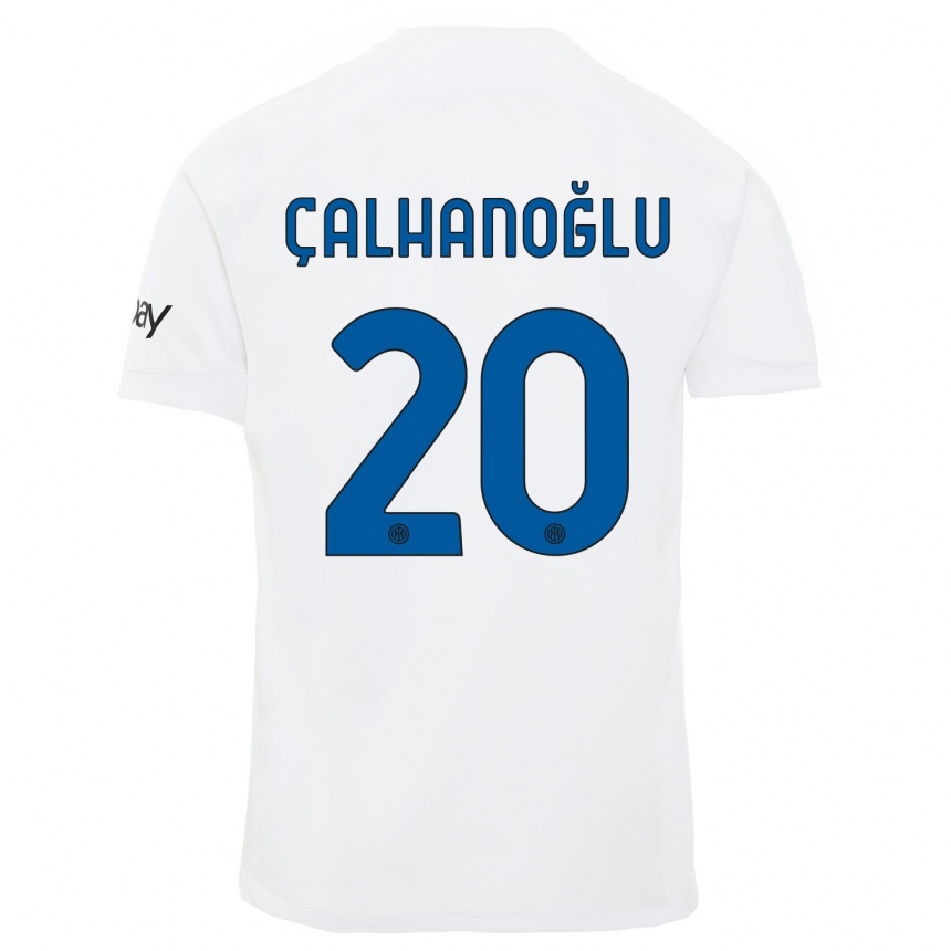 Men  Hakan Calhanoglu #20 White Away Jersey 2023/24 T-Shirt