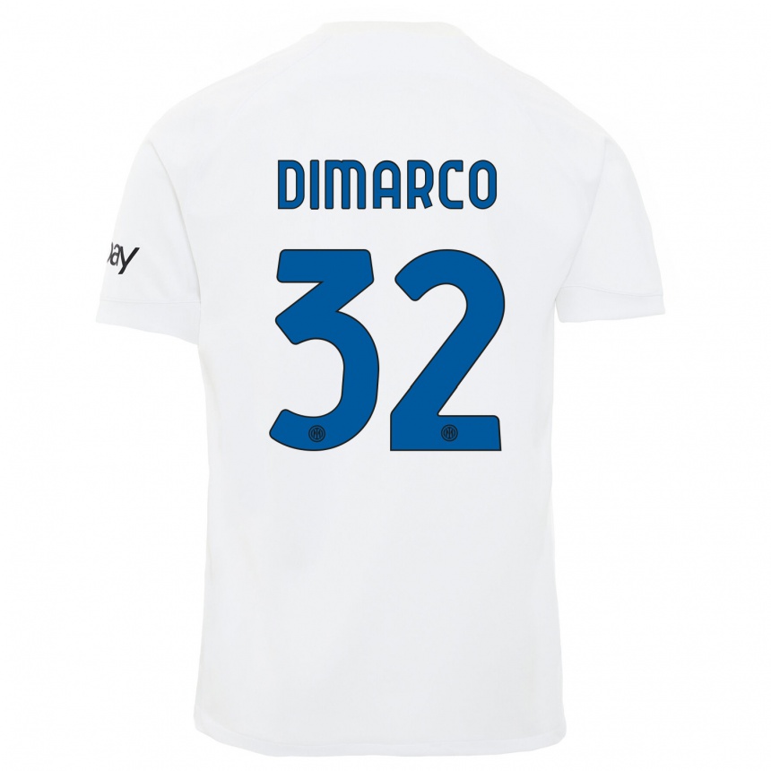 Men  Federico Dimarco #32 White Away Jersey 2023/24 T-Shirt