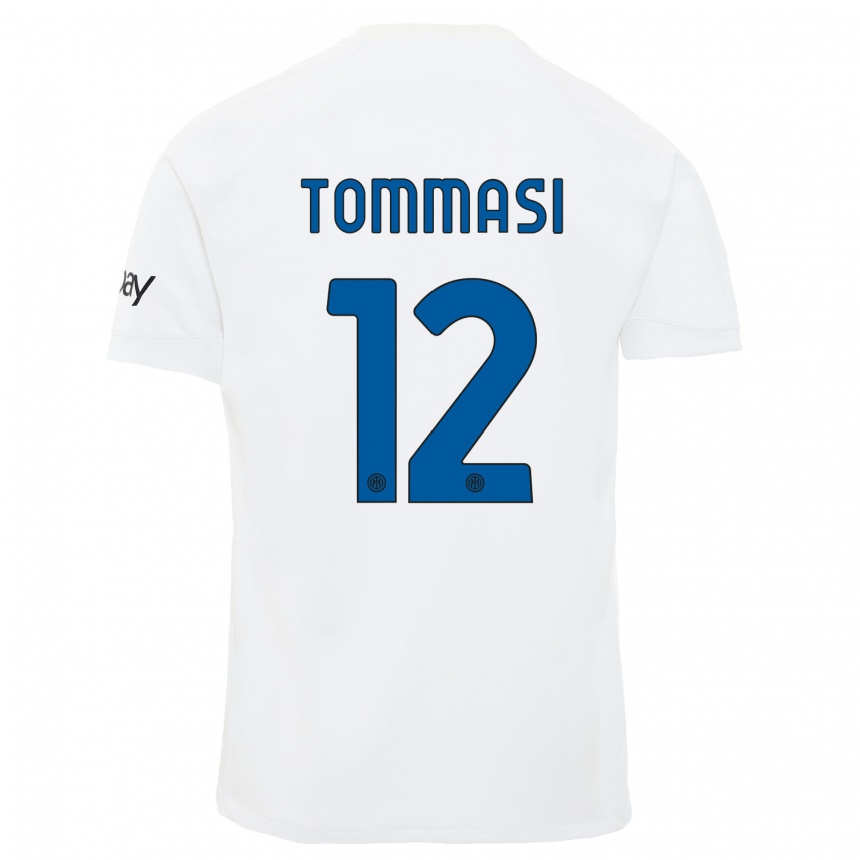 Men  Francesco Tommasi #12 White Away Jersey 2023/24 T-Shirt