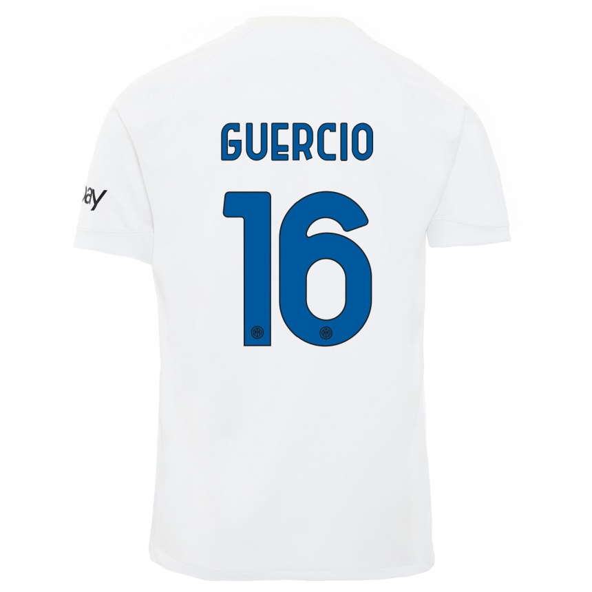 Men  Tommaso Guercio #16 White Away Jersey 2023/24 T-Shirt