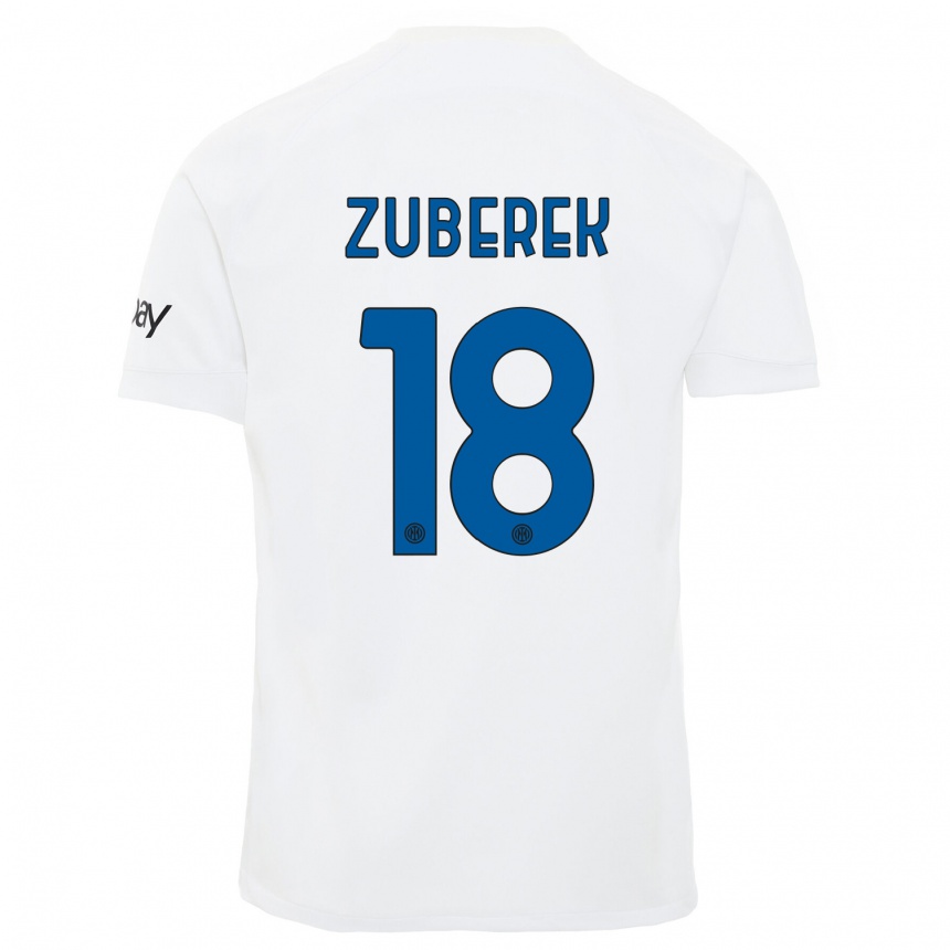 Men  Jan Zuberek #18 White Away Jersey 2023/24 T-Shirt