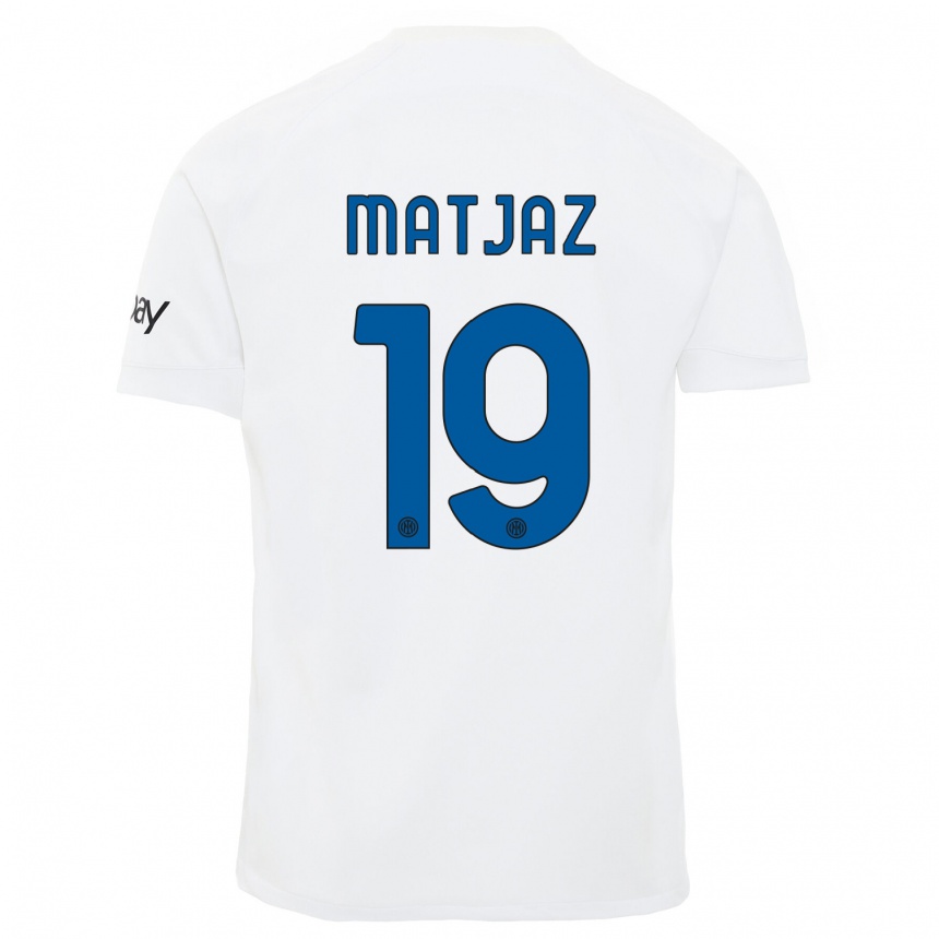 Men  Samo Matjaz #19 White Away Jersey 2023/24 T-Shirt