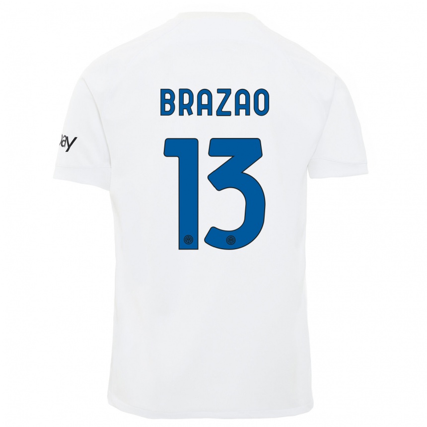 Men  Gabriel Brazao #13 White Away Jersey 2023/24 T-Shirt