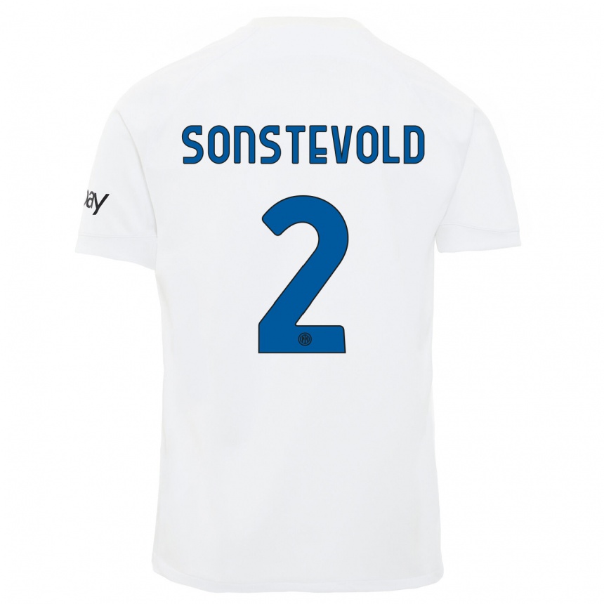 Men  Anja Sonstevold #2 White Away Jersey 2023/24 T-Shirt