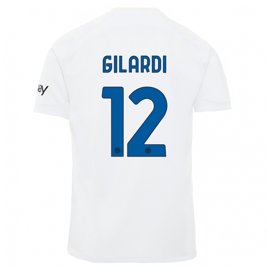 Men  Astrid Gilardi #12 White Away Jersey 2023/24 T-Shirt