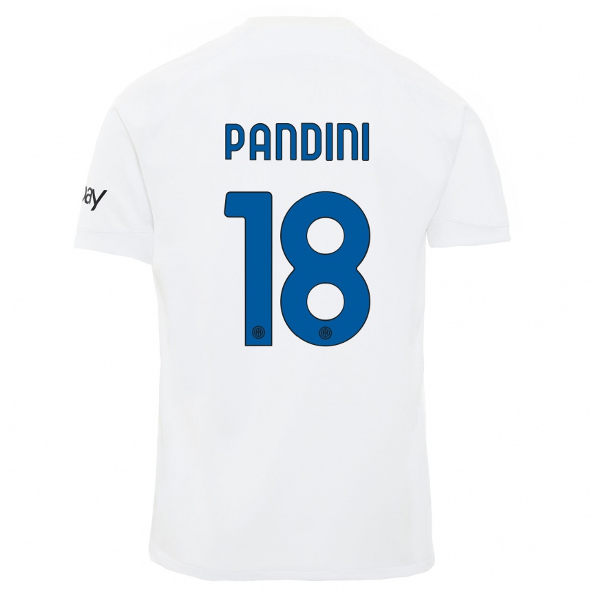 Men  Marta Pandini #18 White Away Jersey 2023/24 T-Shirt