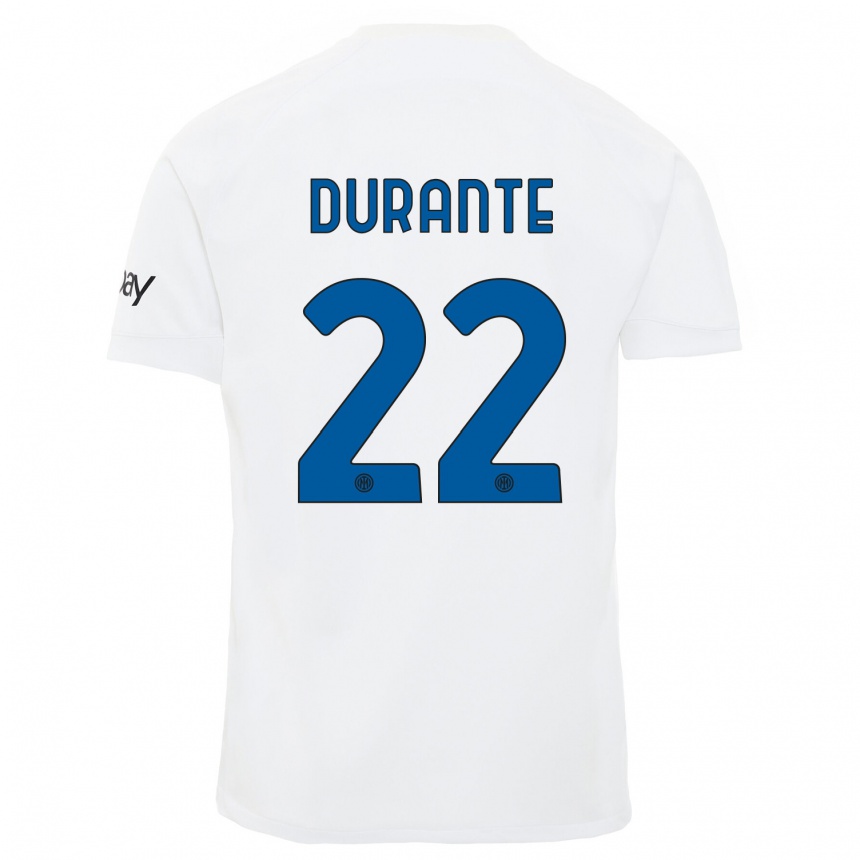 Men  Francesca Durante #22 White Away Jersey 2023/24 T-Shirt