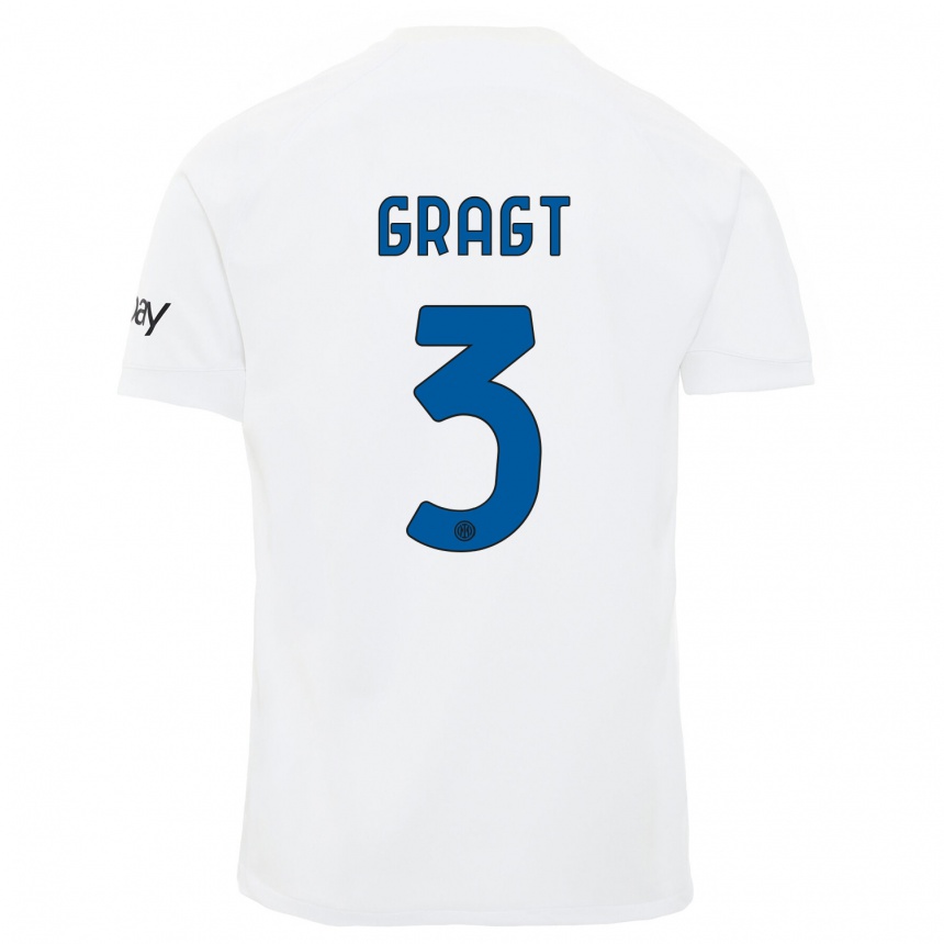 Men  Stefanie Van Der Gragt #3 White Away Jersey 2023/24 T-Shirt