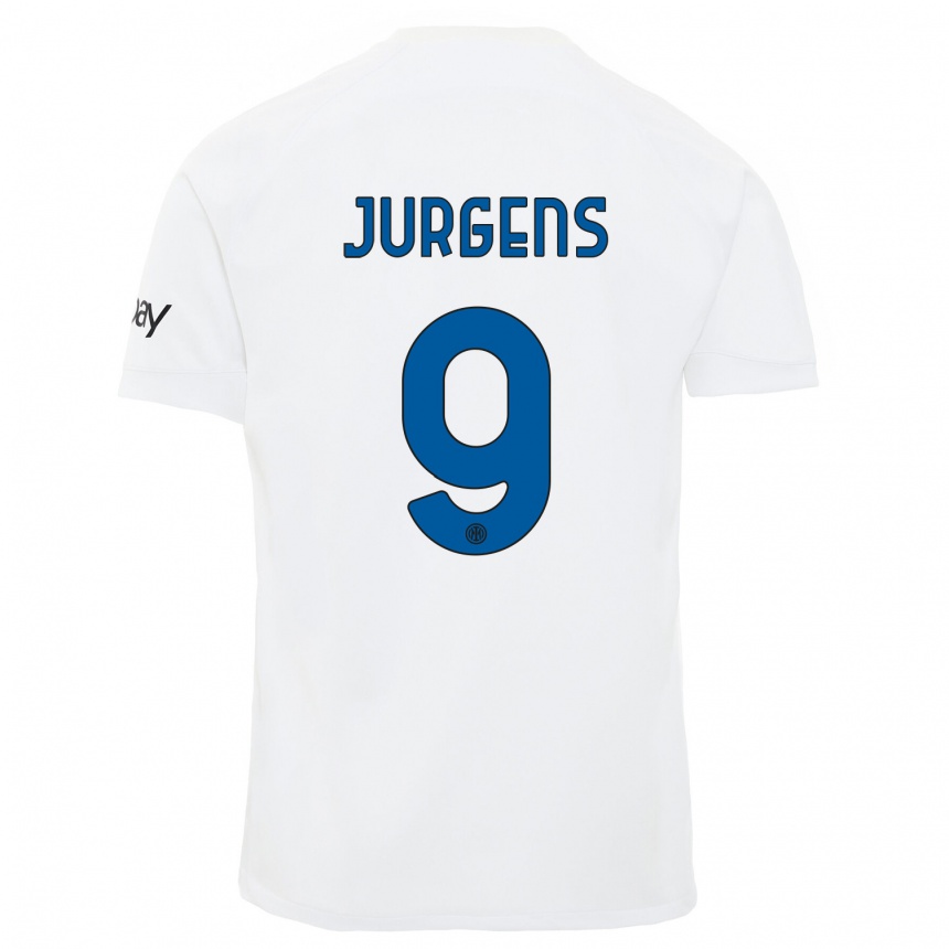 Men  Oliver Jurgens #9 White Away Jersey 2023/24 T-Shirt