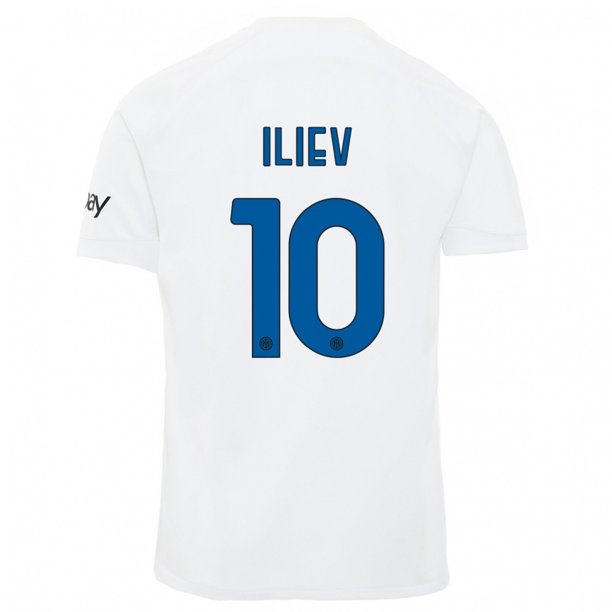 Men  Nikola Iliev #10 White Away Jersey 2023/24 T-Shirt