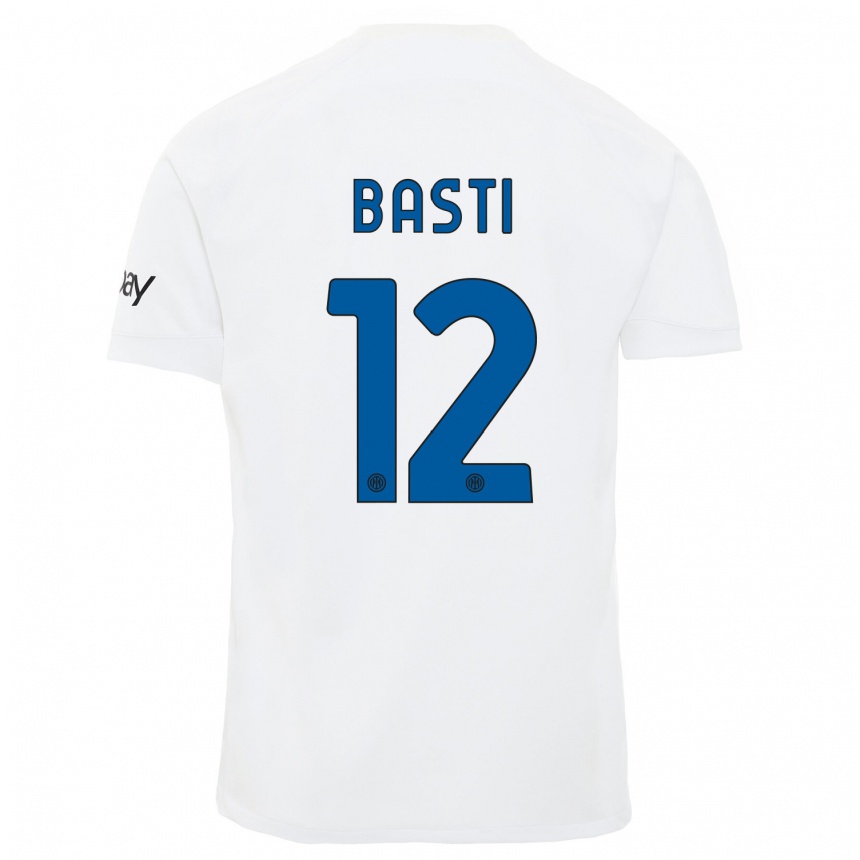 Men  Matteo Basti #12 White Away Jersey 2023/24 T-Shirt