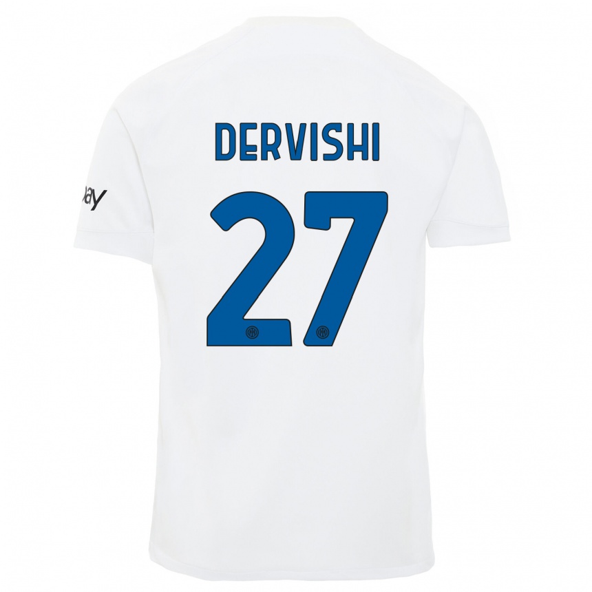 Men  Kristian Dervishi #27 White Away Jersey 2023/24 T-Shirt