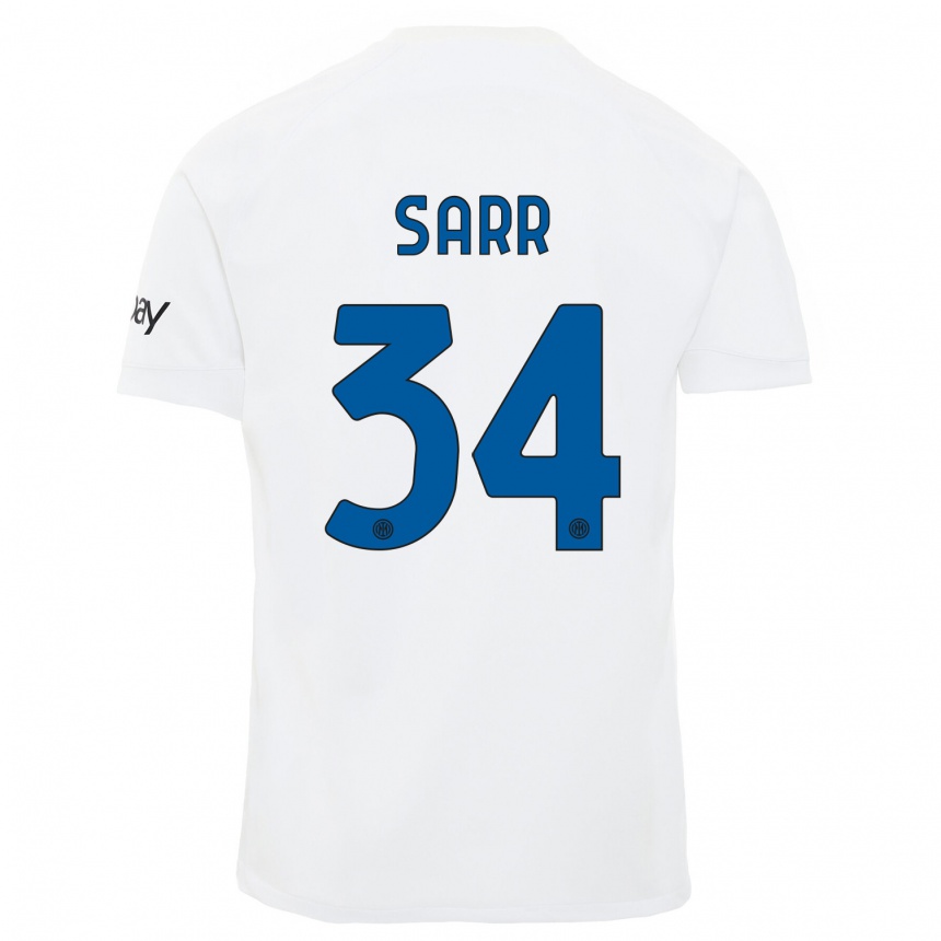 Men  Amadou Sarr #34 White Away Jersey 2023/24 T-Shirt