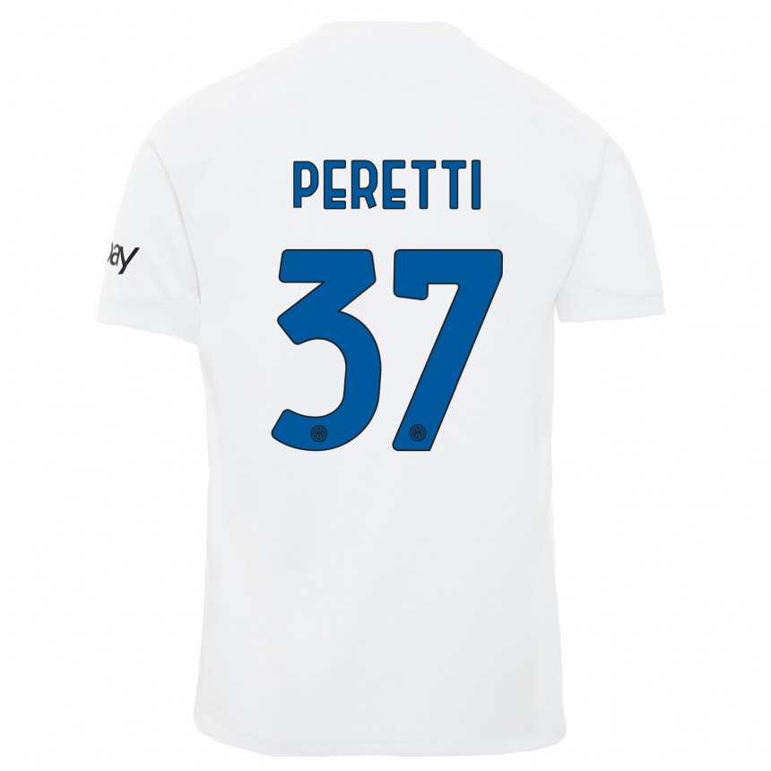 Men  Lorenzo Peretti #37 White Away Jersey 2023/24 T-Shirt