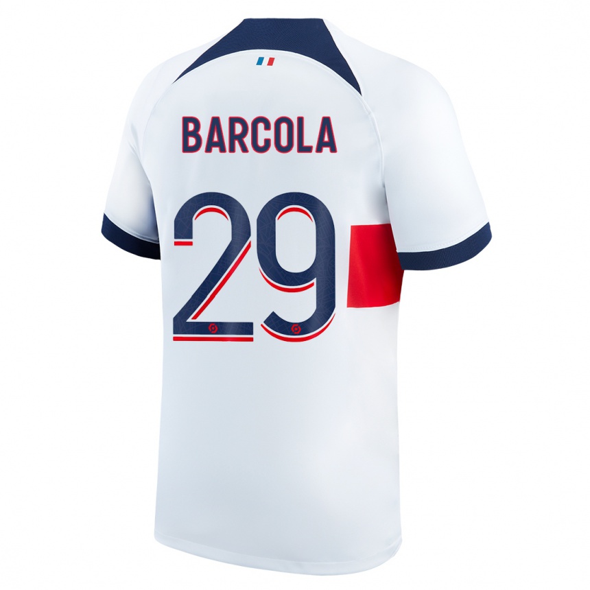 Men  Bradley Barcola #29 White Away Jersey 2023/24 T-Shirt