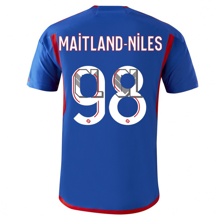 Men  Ainsley Maitland-Niles #98 Blue Red Away Jersey 2023/24 T-Shirt