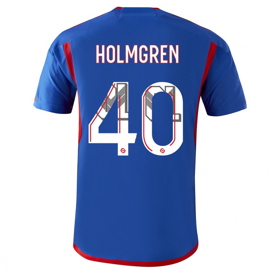 Men  Emma Holmgren #40 Blue Red Away Jersey 2023/24 T-Shirt