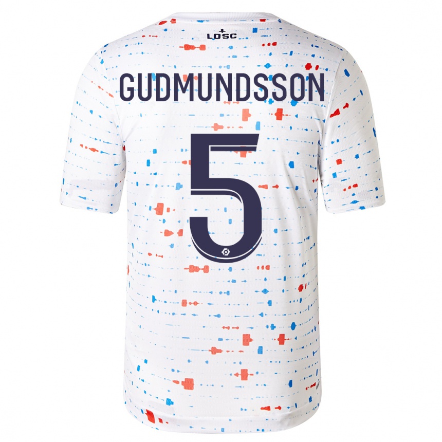 Men  Gabriel Gudmundsson #5 White Away Jersey 2023/24 T-Shirt