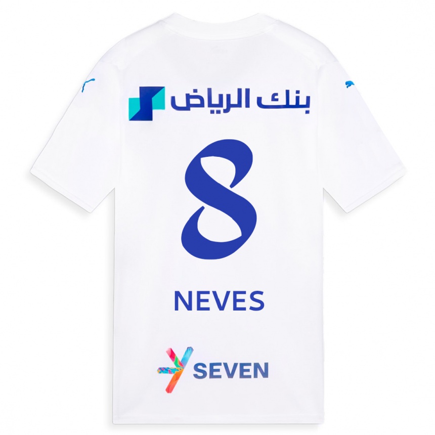 Men  Rúben Neves #8 White Away Jersey 2023/24 T-Shirt