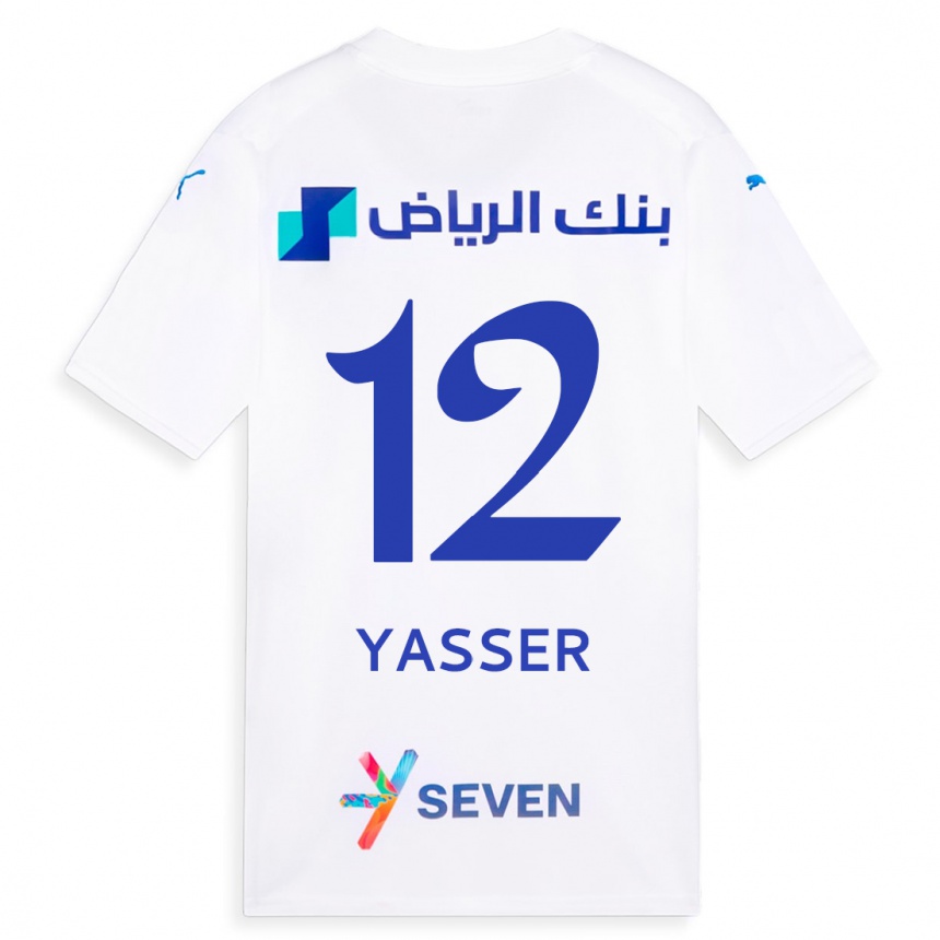 Men  Yasser Al-Shahrani #12 White Away Jersey 2023/24 T-Shirt