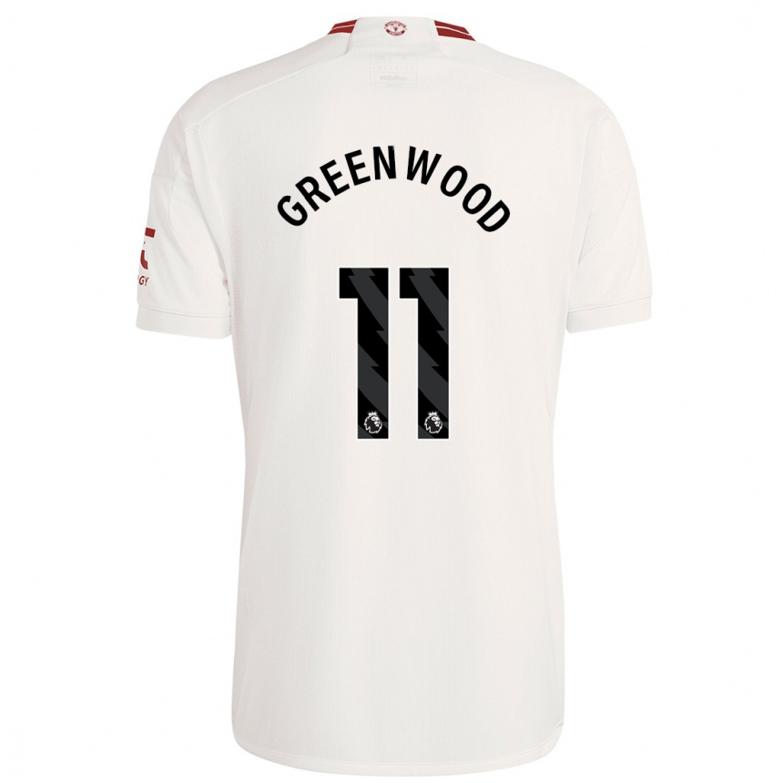 Men  Mason Greenwood #11 White Third Jersey 2023/24 T-Shirt