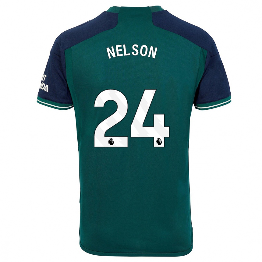 Men  Reiss Nelson #24 Green Third Jersey 2023/24 T-Shirt