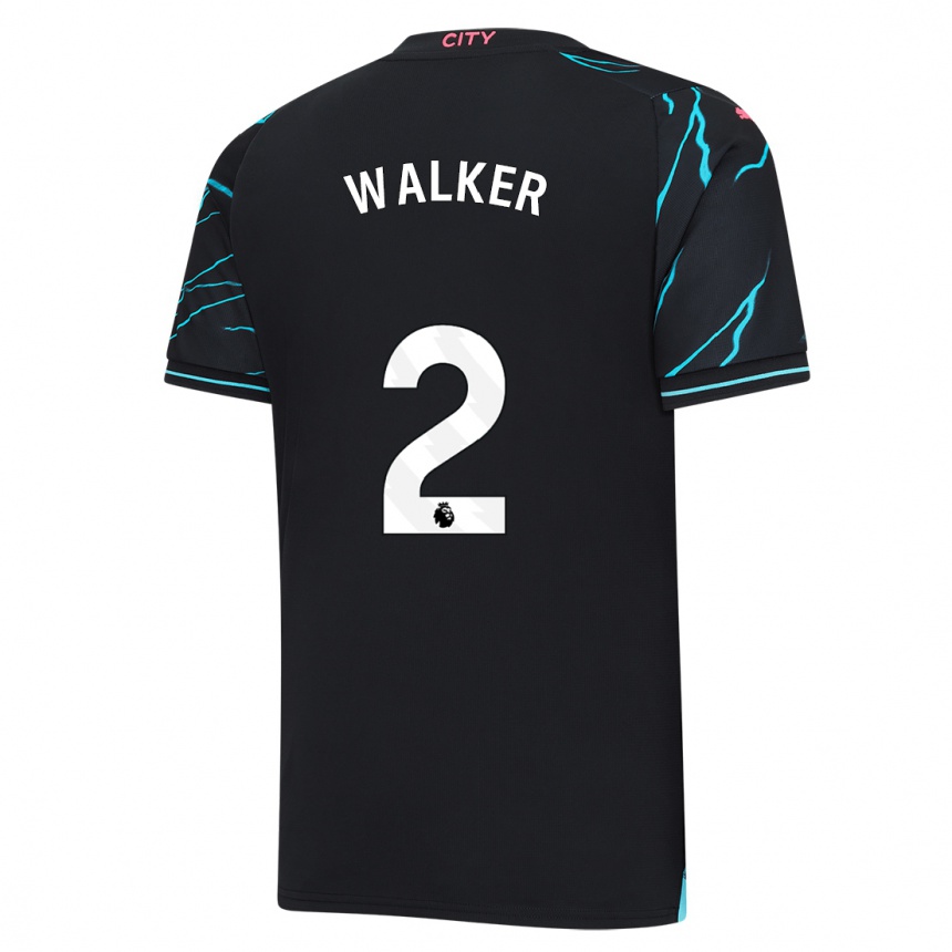 Men  Kyle Walker #2 Dark Blue Third Jersey 2023/24 T-Shirt