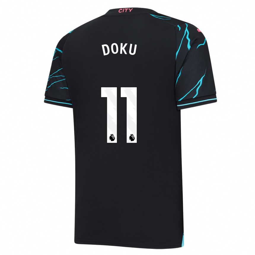 Men  Jérémy Doku #11 Dark Blue Third Jersey 2023/24 T-Shirt