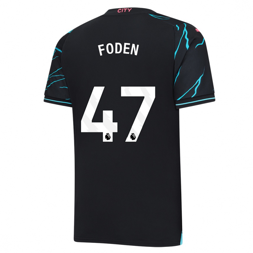 Men  Phil Foden #47 Dark Blue Third Jersey 2023/24 T-Shirt