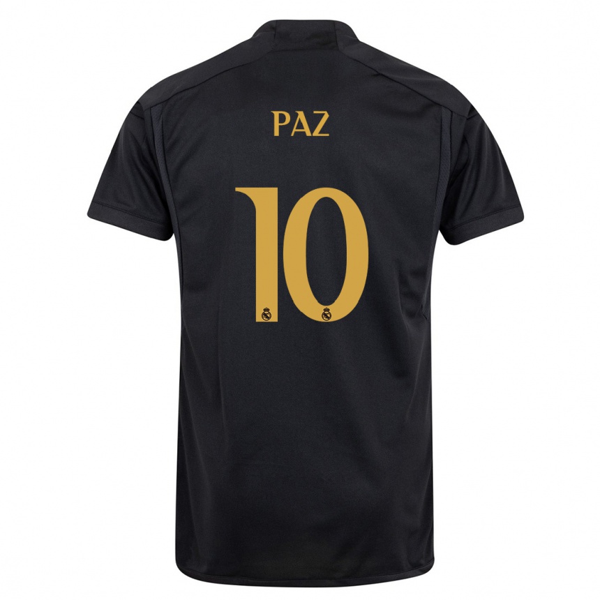 Men  Nico Paz #10 Black Third Jersey 2023/24 T-Shirt