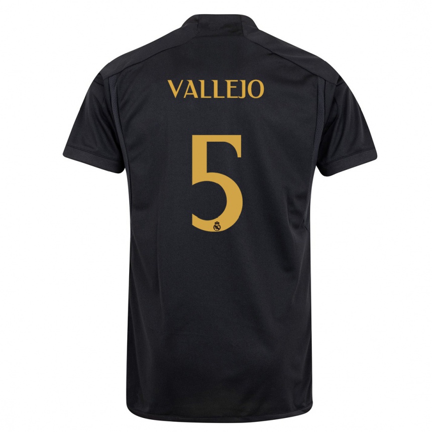 Men  Jesus Vallejo #5 Black Third Jersey 2023/24 T-Shirt