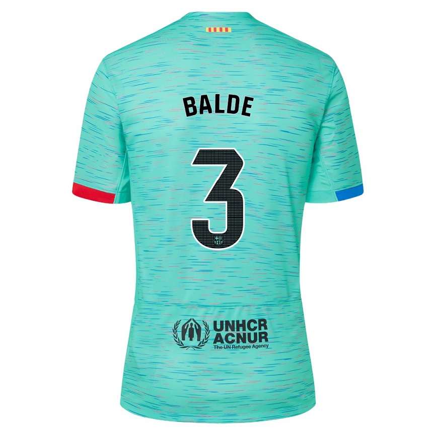 Men  Alejandro Balde #3 Light Aqua Third Jersey 2023/24 T-Shirt