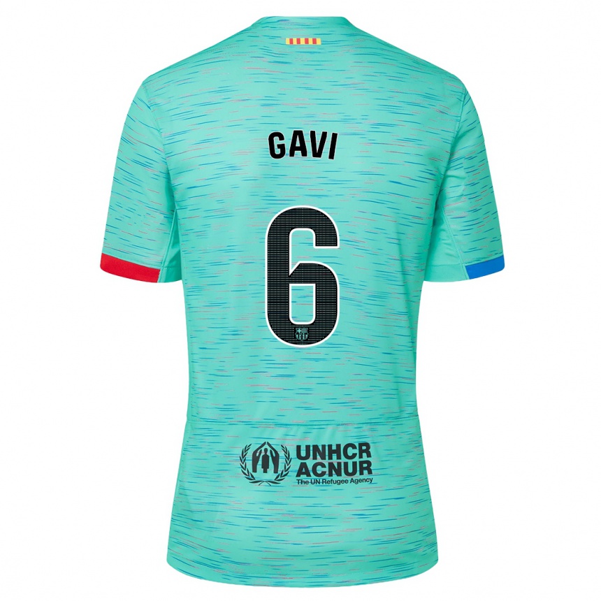 Men  Gavi #6 Light Aqua Third Jersey 2023/24 T-Shirt