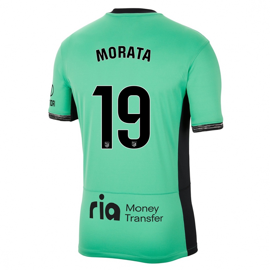 Men  Alvaro Morata #19 Spring Green Third Jersey 2023/24 T-Shirt