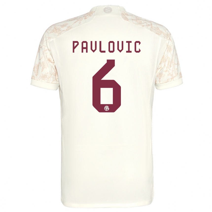 Men  Aleksandar Pavlovic #6 Off White Third Jersey 2023/24 T-Shirt