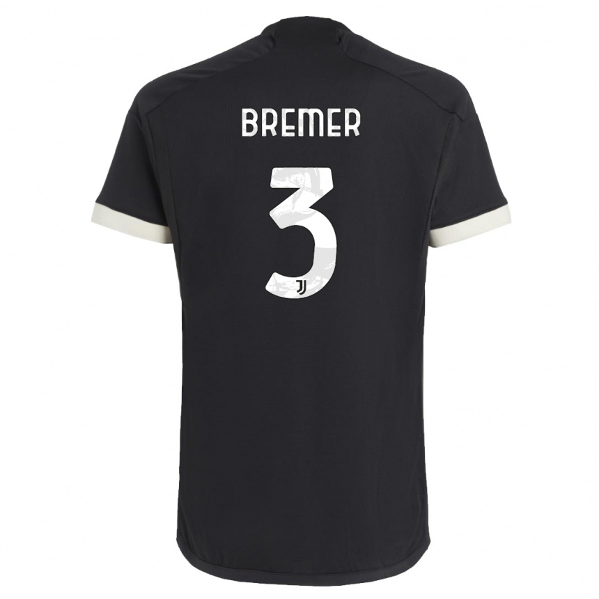 Men  Bremer #3 Black Third Jersey 2023/24 T-Shirt