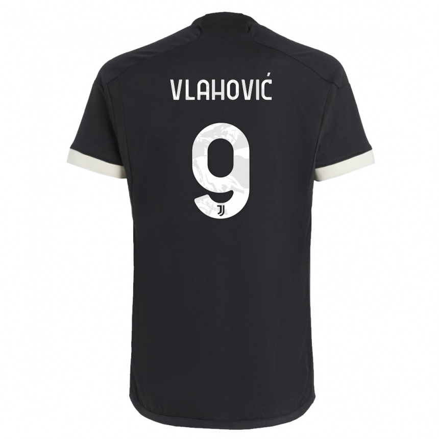 Men  Dusan Vlahovic #9 Black Third Jersey 2023/24 T-Shirt