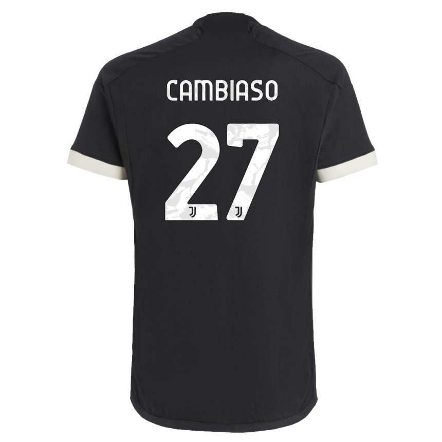 Men  Andrea Cambiaso #27 Black Third Jersey 2023/24 T-Shirt