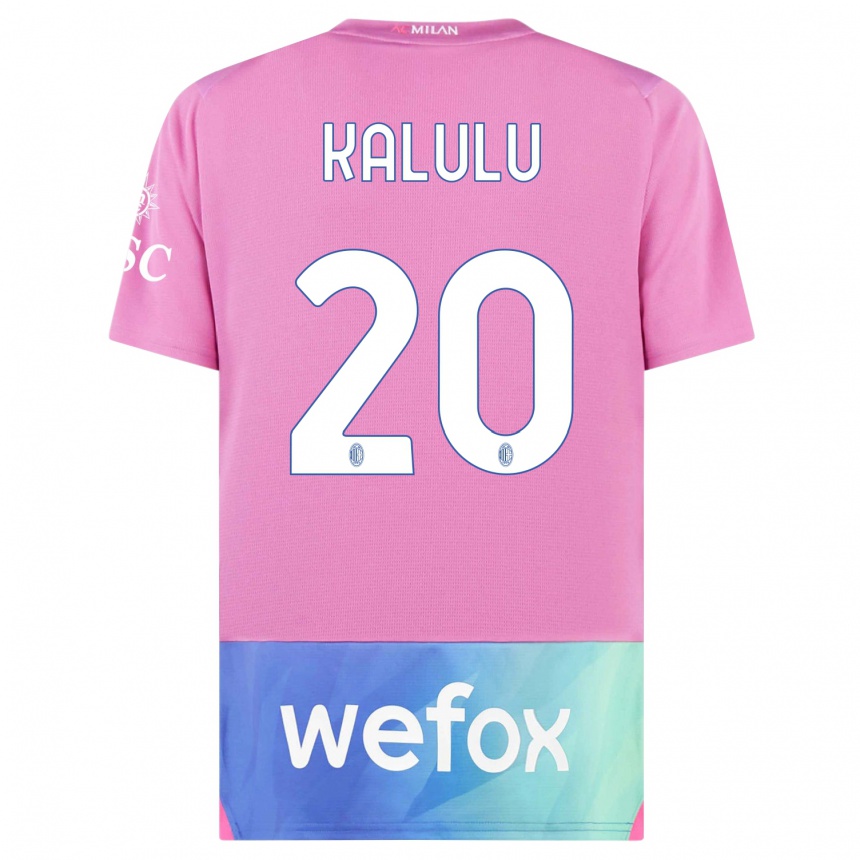 Men  Pierre Kalulu #20 Pink Purple Third Jersey 2023/24 T-Shirt