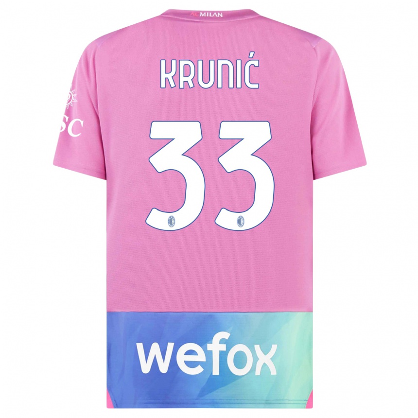 Men  Rade Krunic #33 Pink Purple Third Jersey 2023/24 T-Shirt