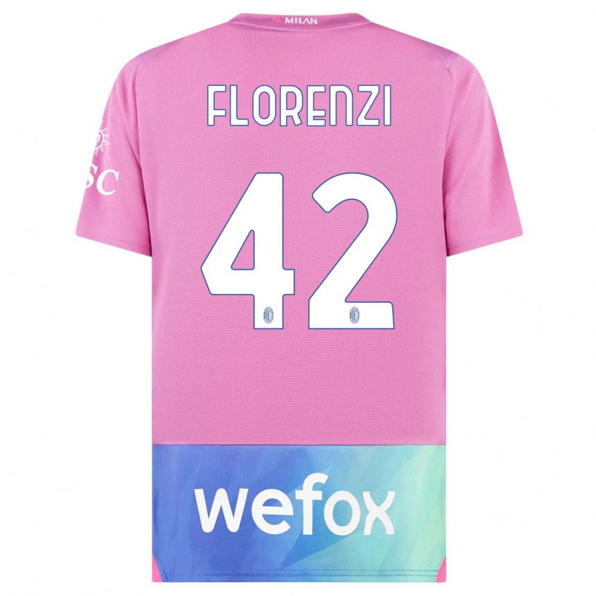 Men  Alessandro Florenzi #42 Pink Purple Third Jersey 2023/24 T-Shirt