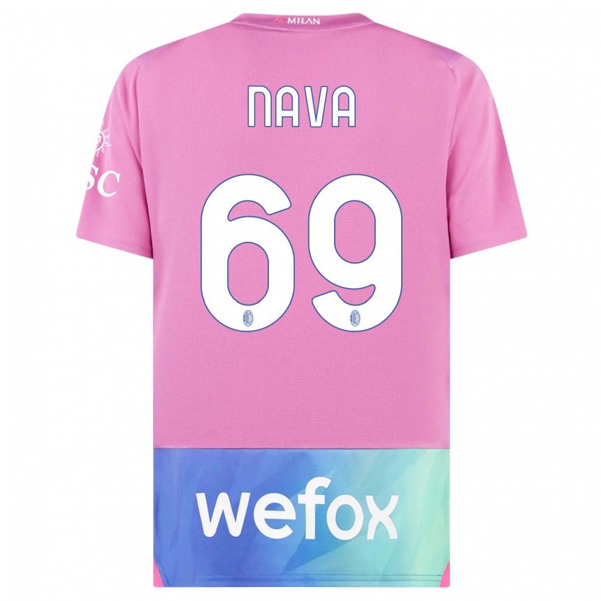 Men  Lapo Nava #69 Pink Purple Third Jersey 2023/24 T-Shirt